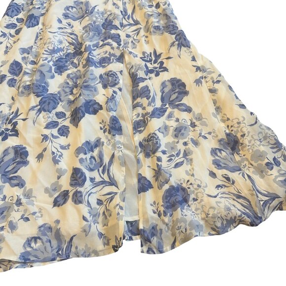 Reformation Twilight Dress White Blue Floral Print Tie Shoulders Size 12 Womens - Picture 12 of 13